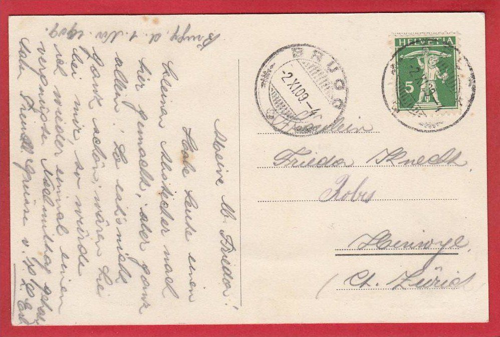 Cartoline postali: BRUGG, HAUPTSTRASSE 1909 – Usato da Grüningen venduto da Kartenlaube 1