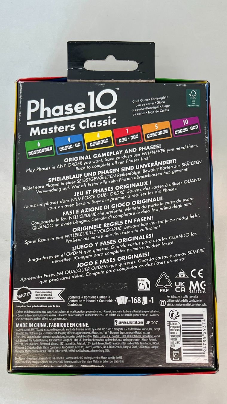 Mattel Giochi: Phase 10 Masters Classic Karten Spiel – Usato da Zürich venduto da Drahtzug 2