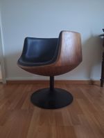 Drehstuhl Club Walnut KARE, neu, Walnuss, Kunstleder schwarz