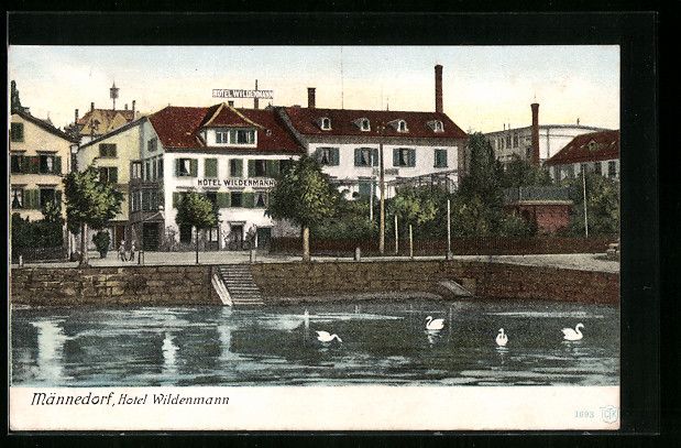 Cartoline postali: AK Männedorf, Hotel Wildenmann, 1908 – Usato da Berlin venduto da bartko-reher
