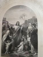 christliches Bild Stich - Christ Blessing little Children