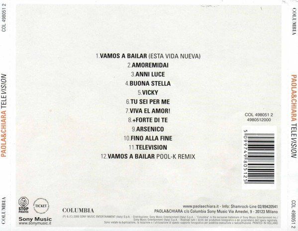 CD: CD Paola & Chiara - Television (2000) – Usato da Möriken AG venduto da mineralia 1