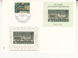 Vignette 125 Jahre Schweizer Eisenbahnen FDC 1972