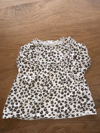 H&M Kleid Gr. 92 Leoprint Baumwolle Top Zustand Herbst