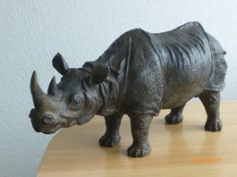 Grandioses altes ev. antikes NASHORN naturgetreu aus Bronze.