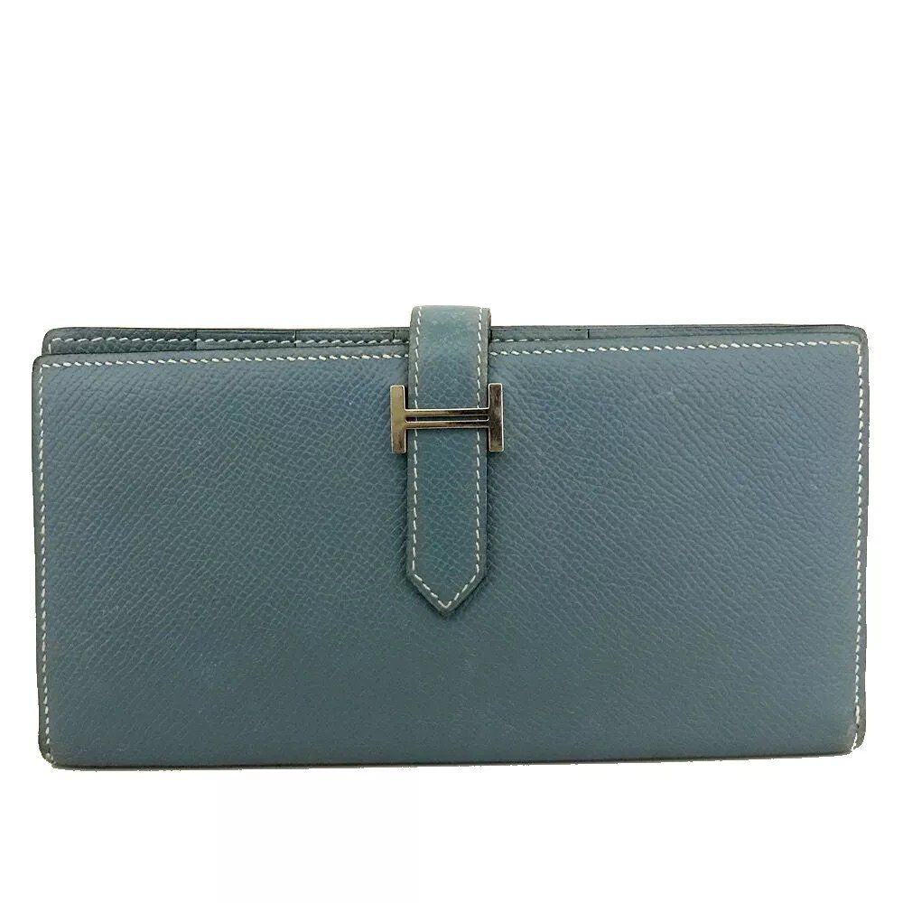 Hermès Portemonnaie: Hermès Epsom Leather Long Bifold Wallet Blue – Gebraucht aus Morges von Audemars07