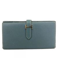 Hermès Epsom Leather Long Bifold Wallet Blue