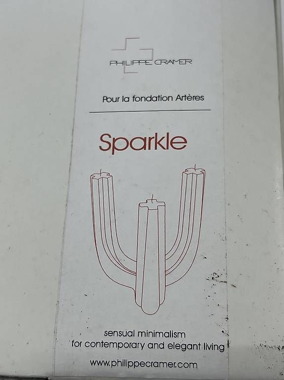 Tavoli: Bougie 3 branches Sparkle. Creation Philippe Cramer Genève.  – Usato da Genève venduto da Eric1823 1