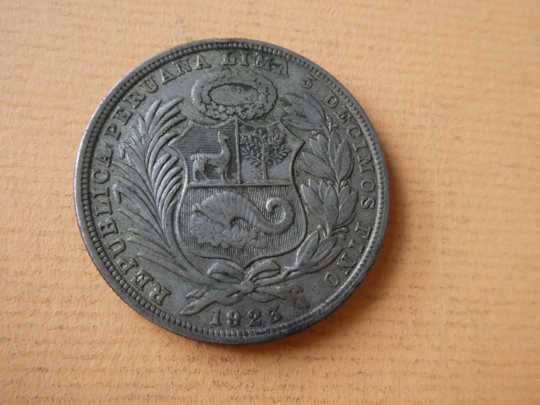 Toutes les monnaies: Peru 1923, 1 Sol Silber 24.90 g – D'occasion à Hinterforst par Rohusri 1