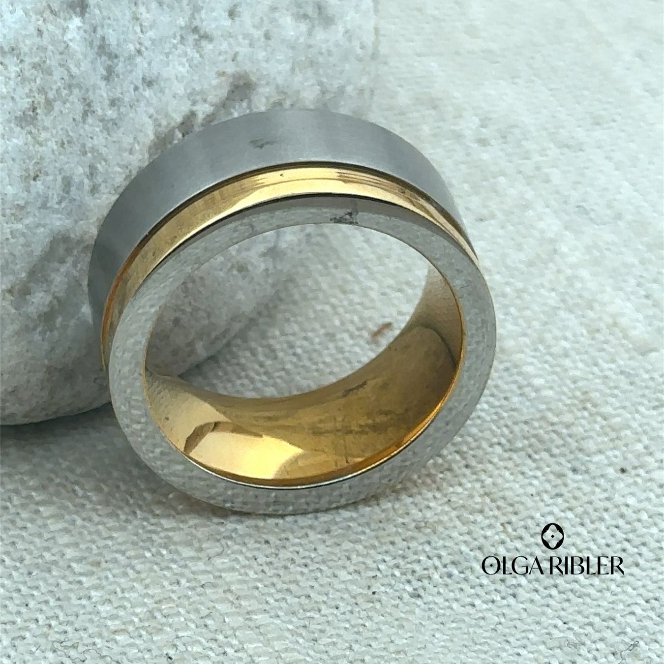 Olga Ribler Anelli: Edelstahl Ring bi-color  modern  Grösse 66 – Nuovo (secondo la descrizione) da Luzern venduto da Schmuckoutlet 7