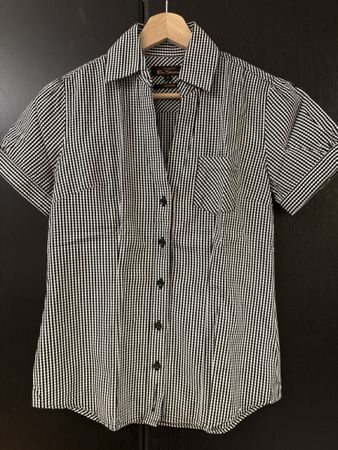 Ben Sherman Bluse  Schwarz-Weiss Karomuster Grösse S Kurzar