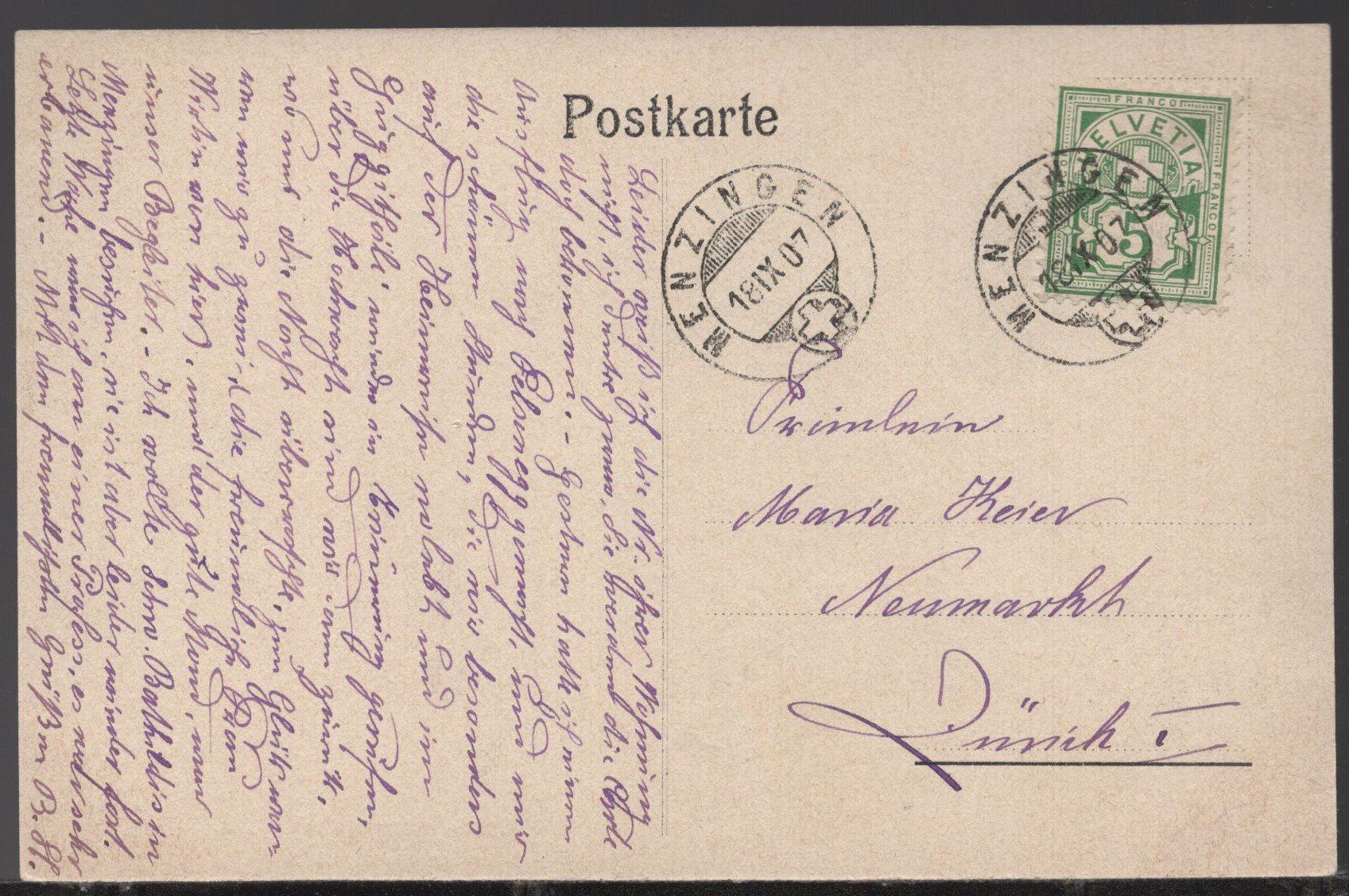 Cartoline postali: Gubel  Kloster und Pension 1907 – Usato da Aarau venduto da kufi44 3