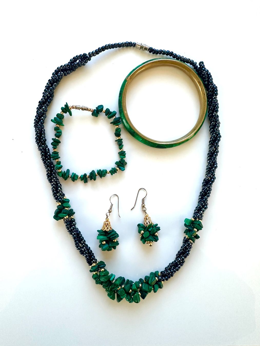 Altri gioielli: Schmuck-Set aus Malachit und Hämatit – Usato da Gebertingen venduto da poolsue