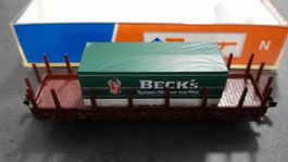 Rungenwagen Kbs DB mit Wechselpritsche "Beck's" von Roco