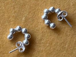 Silver Beaded Hoop Earrings - Handmade - 950 Silver! ☀️