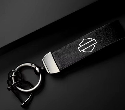 Porte-clés Harley-Davidson en cuir noir élégant J136 1