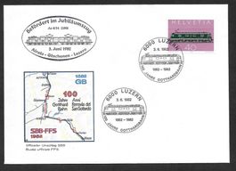 Eisenbahn Sonderbrief S. 1091 Gotthardbahn 100 Jahre 1982