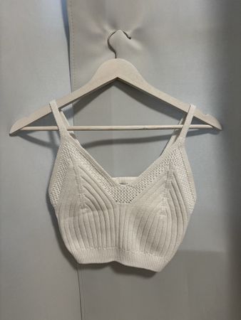 Crop top Terranova lavorato a maglia colore bianco
