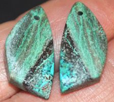 Anhänger Set gelocht L-7800 – 1 Paar Azurit je ca. 23x11mm