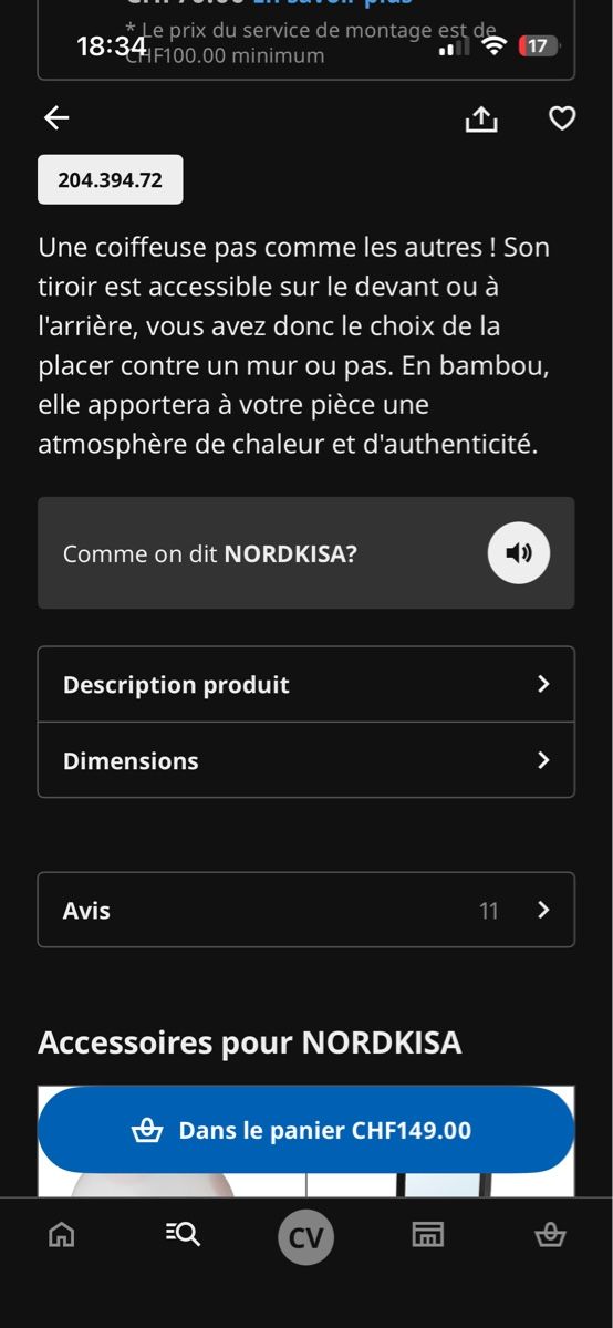 Ikea Tavoli da trucco: Nordiska, coiffeuse bambou 76x47 cm, IKEA  – Usato da Leytron venduto da TipTop1912 3