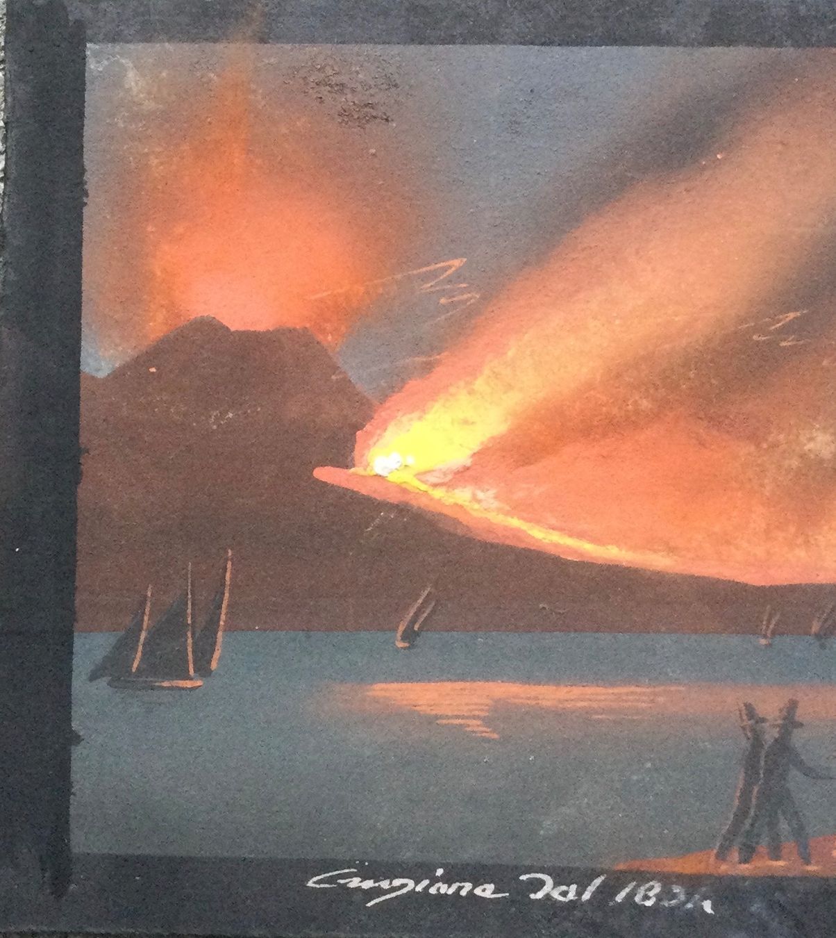 Gemälde: Antike Napoli Vulkan Gouache Gemälde – Gebraucht aus Root von  4
