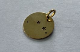 Gold-plated 925 silver: round Aries/Widder motif, like new