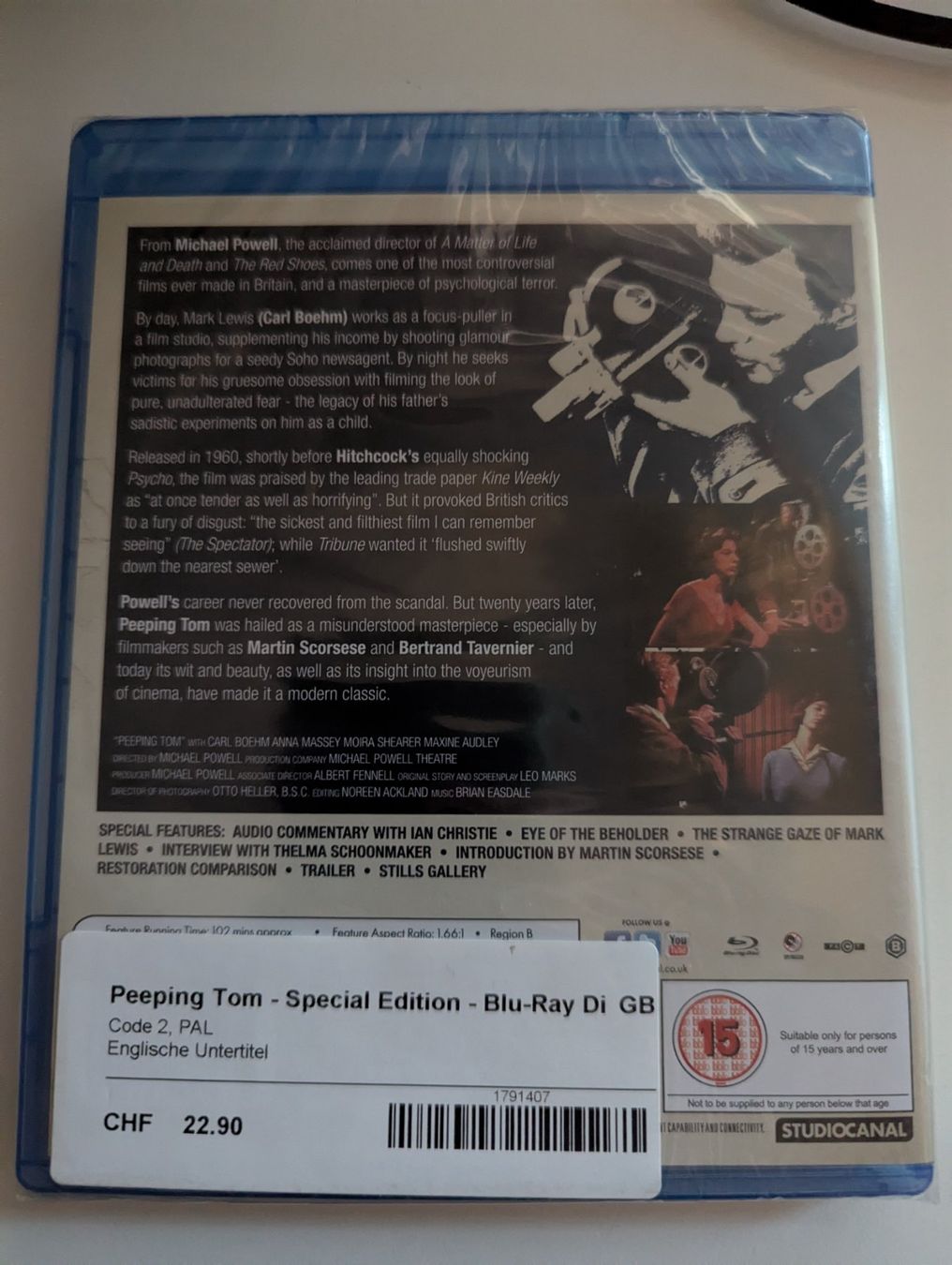 Tutti i DVDs: Peeping Tom - Blu Ray Neu OVP Michael Powell 50th Anniversar – Nuovo e nell'imballaggio originale da Hünenberg See venduto da SpecialEditionGaming 1