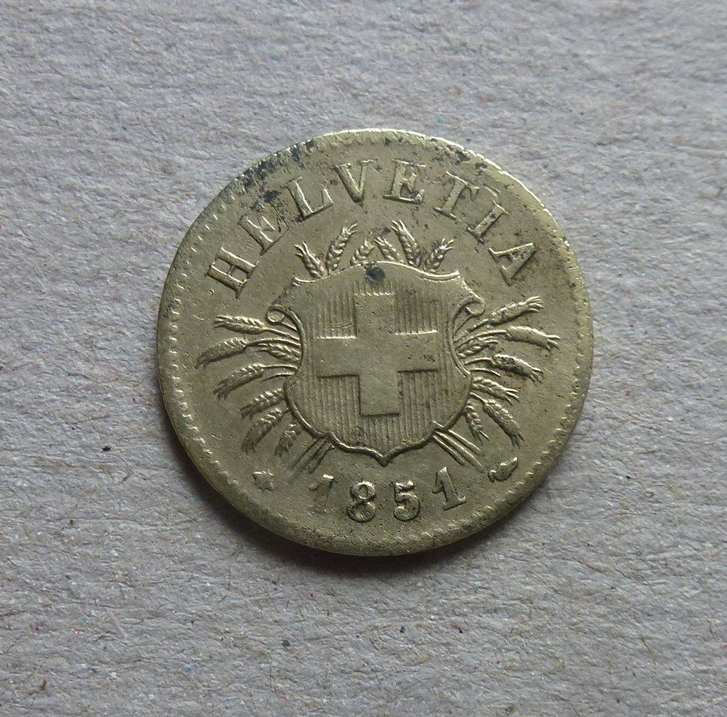 Tutti le monete: ++ 5 Rappen 1851, gute Erhaltung – Usato da Walkringen venduto da Casablanca777