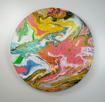 Acryl-Flüssigmalerei, kreisförmig