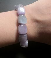 💜💚 Wunderschönes Kunzit & Hiddenit Freiform-Armband A💚💜