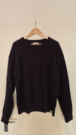 Waffelstrickpullover Merz b. Schwanen– Tiefschwarz – 7/XL