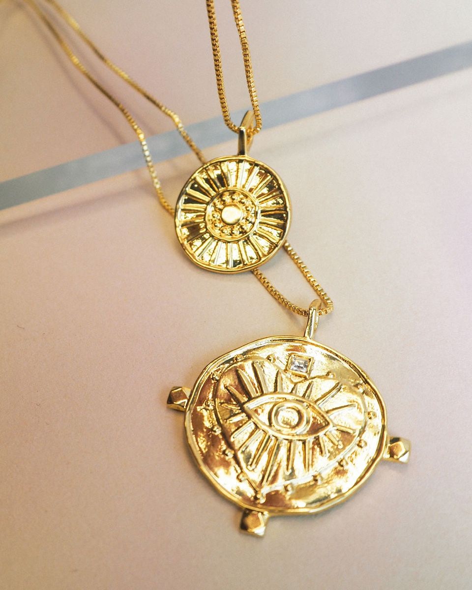 Ketten: EVIL EYE DOUBLE COIN NECKLACE-GOLD – Neu (gemäss Beschreibung) aus Leuggern von manuela_doj 1