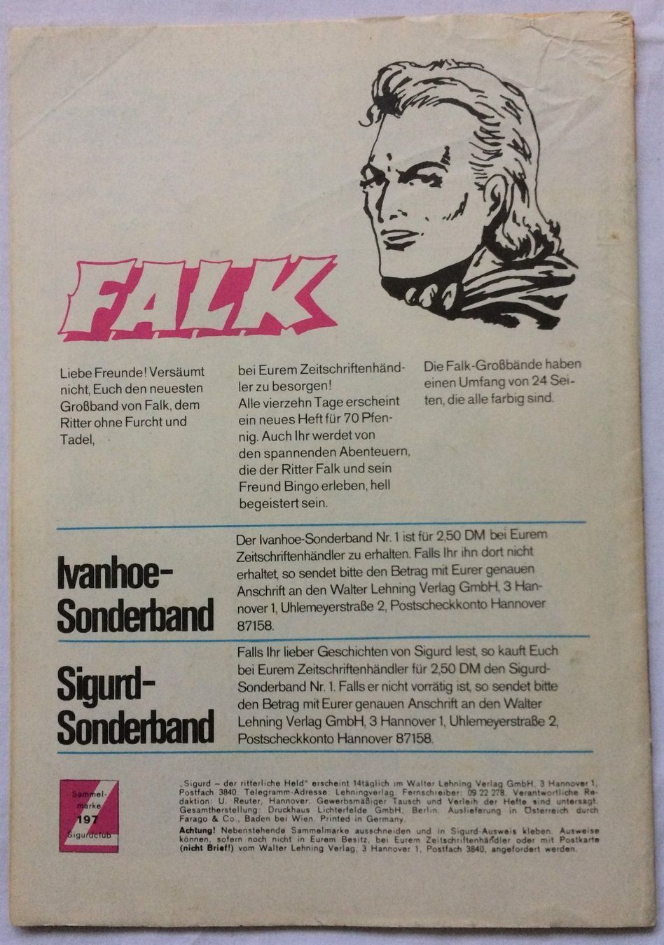 Fumetti: SIGURD - DER RITTERLICHE HELD - Nr.197 – Usato da Schaffhausen venduto da durruti 4