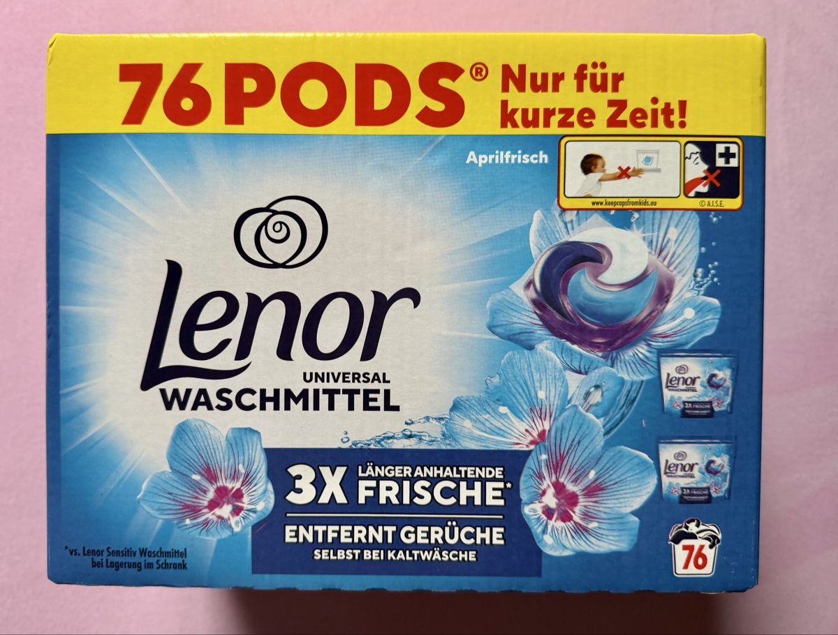 Prodotti di pulizia: Lessive Lenor Aprilfrisch 2x38 pods – Nuovo e nell'imballaggio originale da Montreux venduto da Ausoni