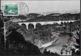 1955 Privat MK SAANE Fluss+BRÜCKE B72 Fribourg 1.VIII ab 1.-