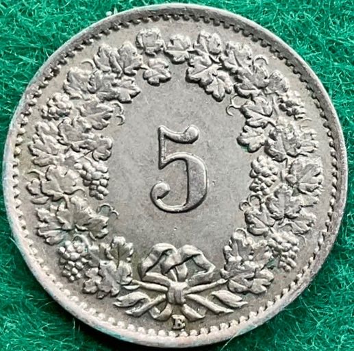 Alle Münzen: Pièce de 5 ct suisse 1922 – Gebraucht aus Plan-les-Ouates von gab_cgf6 1