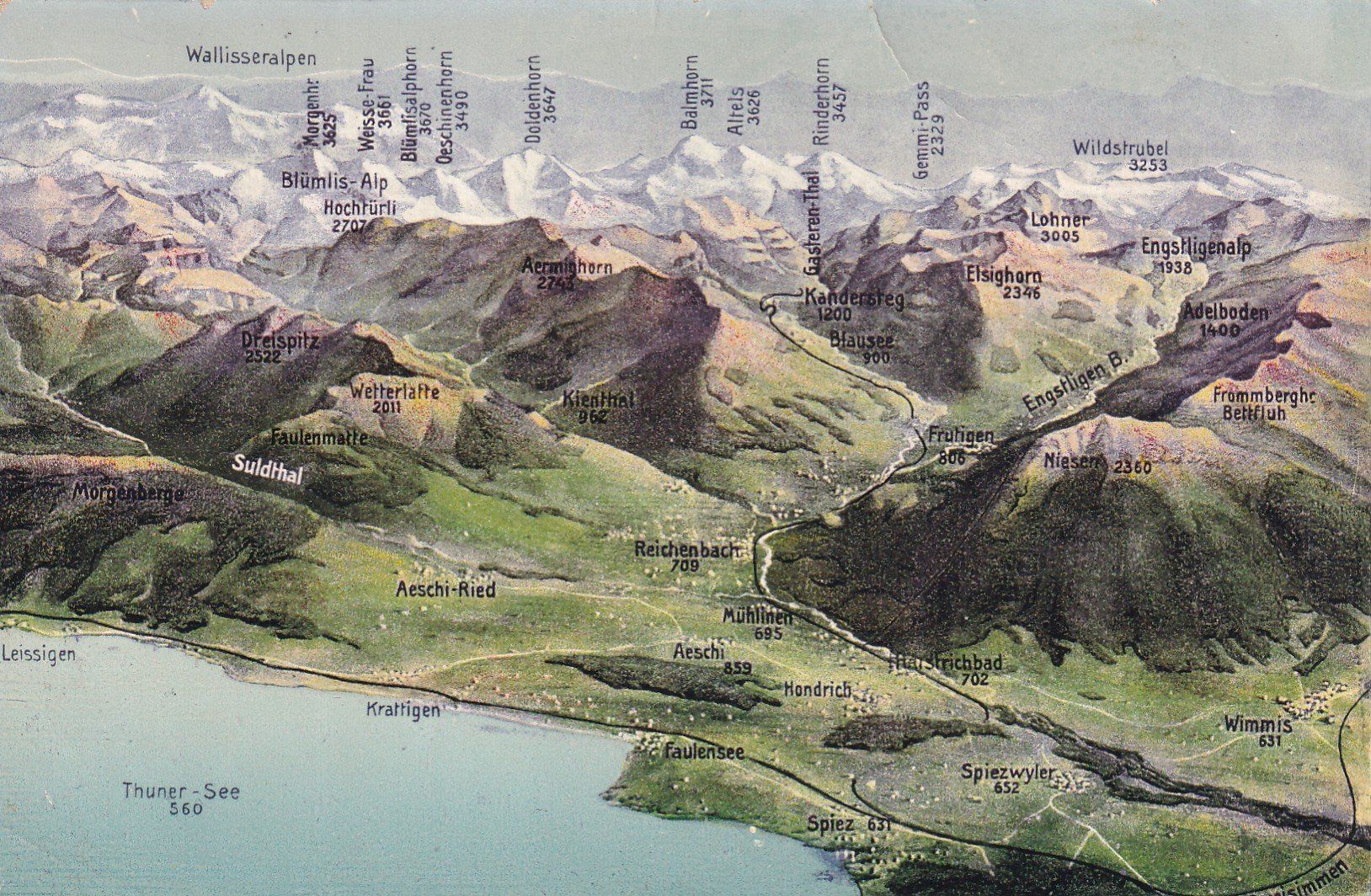 Ansichtskarten: Thuner-See Panorama 1912 – Gebraucht aus Cormoret von Pascalll2001
