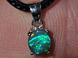 Filigraner australischer Blackopal Silber-Anhänger
