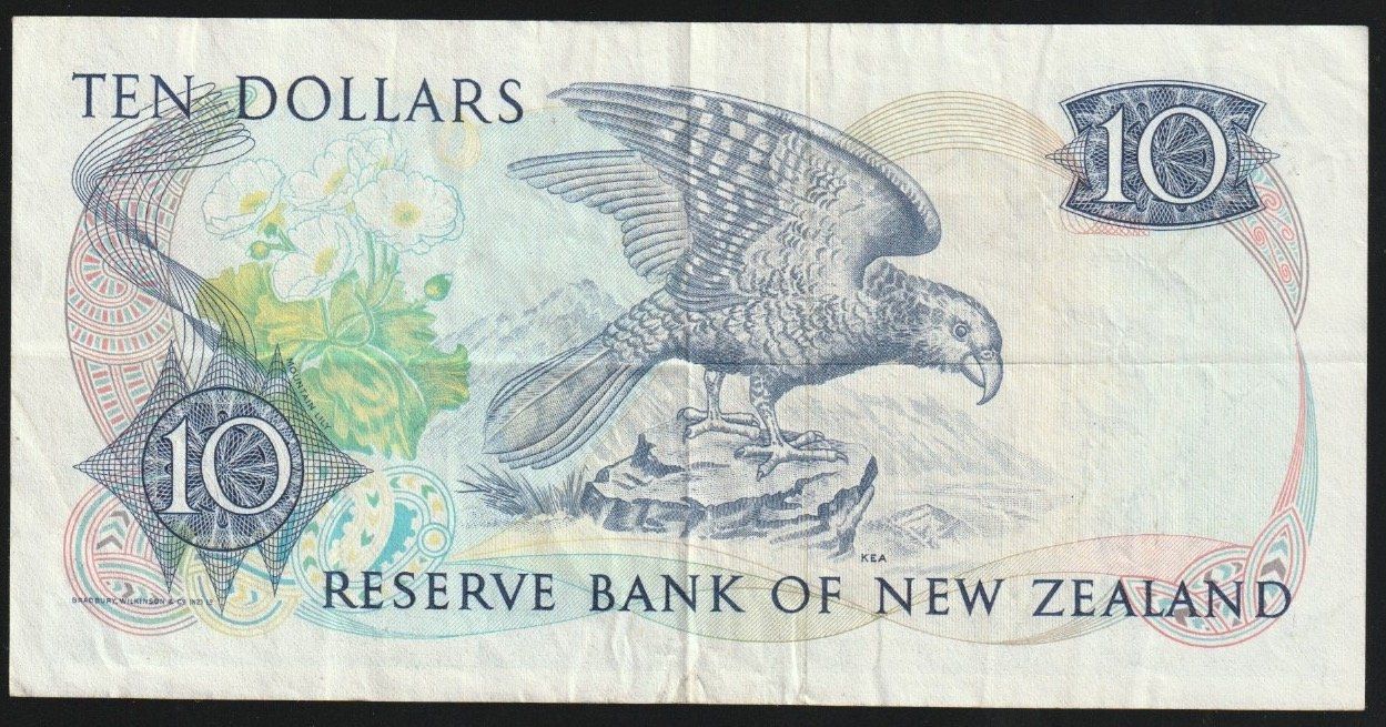 Banconote: Neuseeland 10 Dollars 1981 – Usato da Brugg AG venduto da banknoten_muesli 1