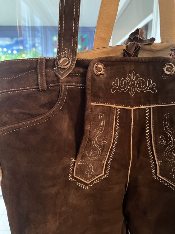 Bayerische Lederhose Herren - Kurze Trachtenhose Aus Hirschleder Im Set