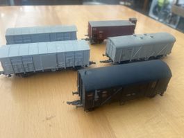 5 Güterwagen H0 silber,braun,schwarz (L)