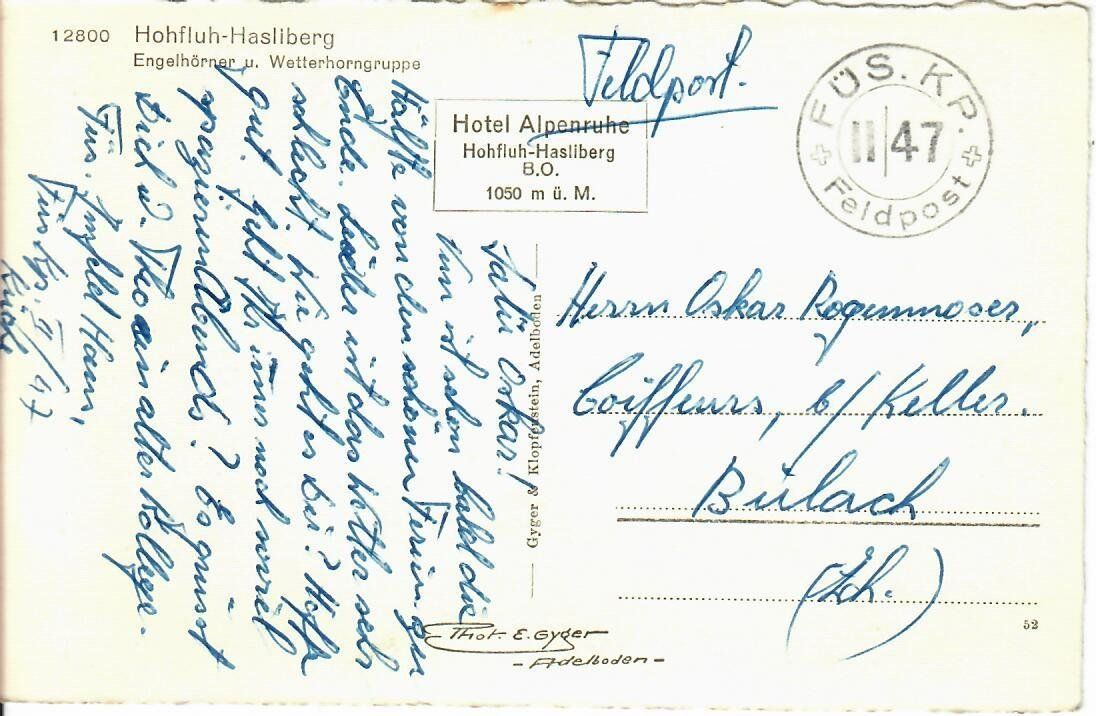 Cartoline postali: Hohfluh - Hasliberg – Usato da Hochdorf venduto da Ziegel-16 1