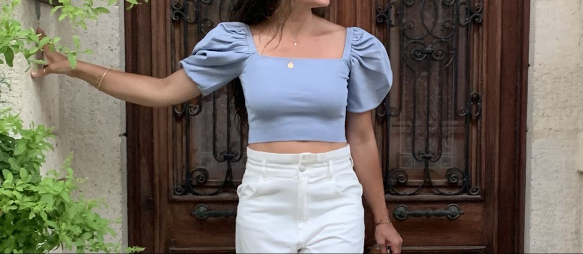 Zara Top: Zara Top, Hellblau, Puffärmel, Grösse S – Usato da Basel venduto da FatmaCan52