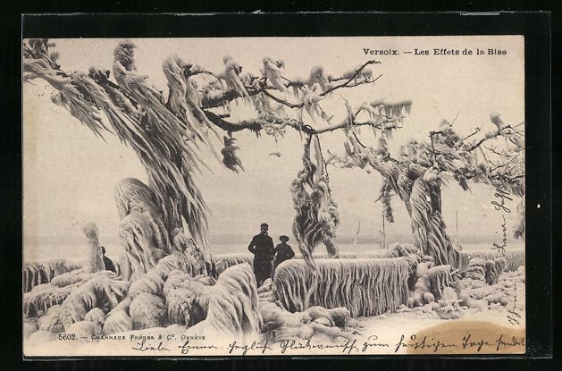 Cartoline postali: AK Versoix, Les Effets de la Bise, 1905 – Usato da Berlin venduto da bartko-reher
