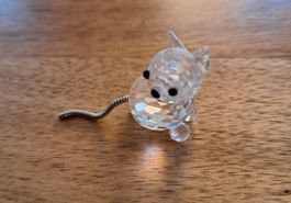 Glaskristall Figur Katze mit Schwanz Deko guter Zustand
