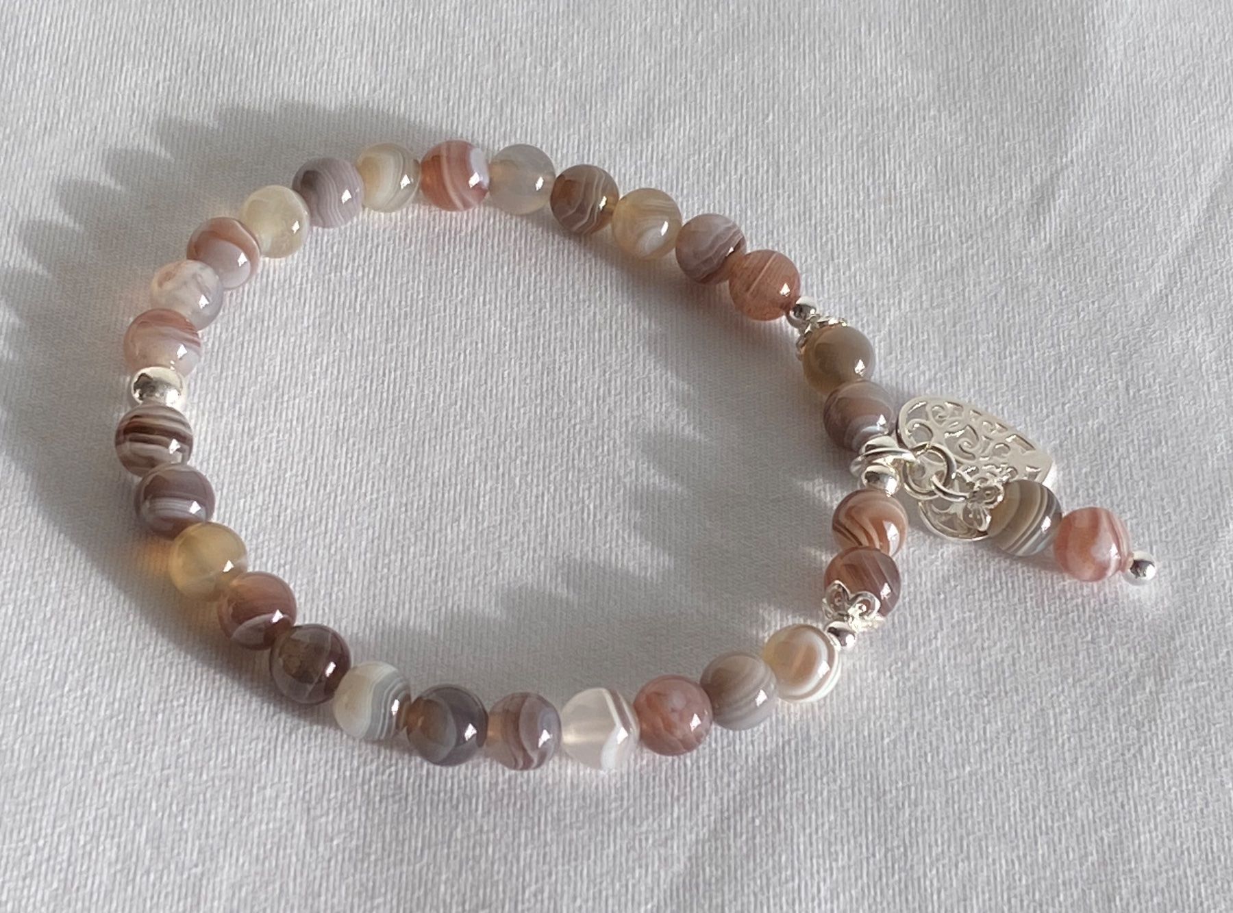 Bracciali & Braccialetti: Edelstein Armband Botswana Achat mit Silber auf Mass – Nuovo e nell'imballaggio originale da Zuzwil SG venduto da Lemliskat 1