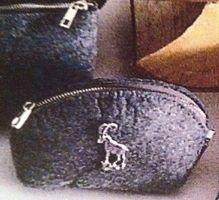 Portemonnaie Geldbeutel Filz grau mit Metall Steinbock