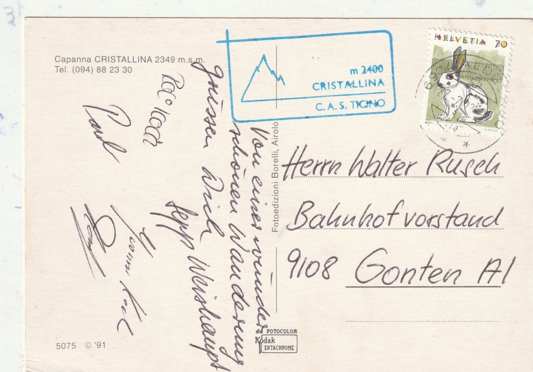 Cartoline postali: Cabana cristallina – Usato da Lumbrein venduto da made02 1