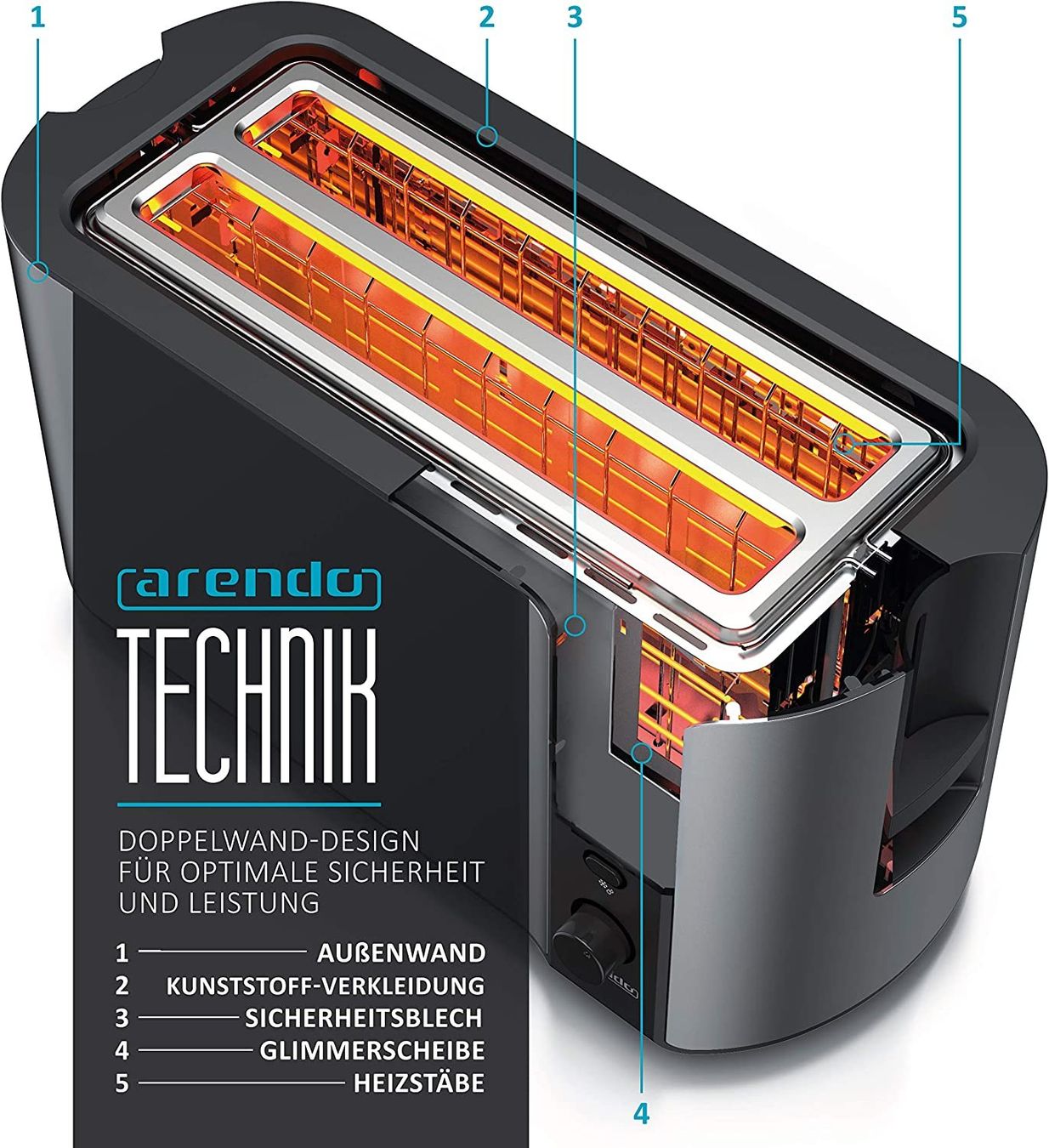 Elettrodomestici da cucina: Edelstahl Toaster Langschlitz 4Scheiben Display mit Restzeit – Nuovo e nell'imballaggio originale da Hundwil venduto da Mr.Wong 4