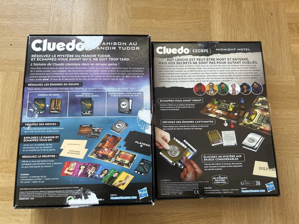 Giochi: 3 jeux Cluedo Escape – Usato da Yverdon-les-Bains venduto da Satim1 1